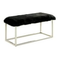 thumbnail image 2 of Furniture of America Ember Faux Fur Padded Long Bench, Black, 2 of 5