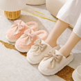 thumbnail image 1 of Pantuflas de algodón con lazo para mujer, lindas, para el hogar, con fondo grueso, forro polar, cálidas, para confinamiento, pantuflas de felpa a prueba de frío, 1 of 2
