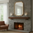 thumbnail image 4 of Wall Mirror Natural Wood Color 20" x 30" Solid Wood Frame Rounded Corner Decorative Mirror, For Bedroom, Bathroom, Living Room, Entryway,Decorative Wall Mirror, 4 of 10