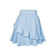 thumbnail image 3 of Genuiskids Women Juniors Ruffled Short Skirt Solid Color Sweet Elastic High Waist A-Line Mini Skirt Teen Girl Summer Skirt, 3 of 4