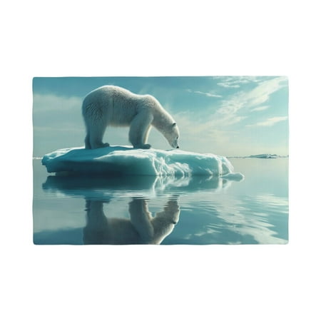 

Table Placemats Set of 4 - Polar Bear On Iceberg 12x18 In Faux Linen Double Heat Resistant Place Mats Cloth Indoor/Outdoor Placemats Washable Table Mats for Dining Kitchen Party