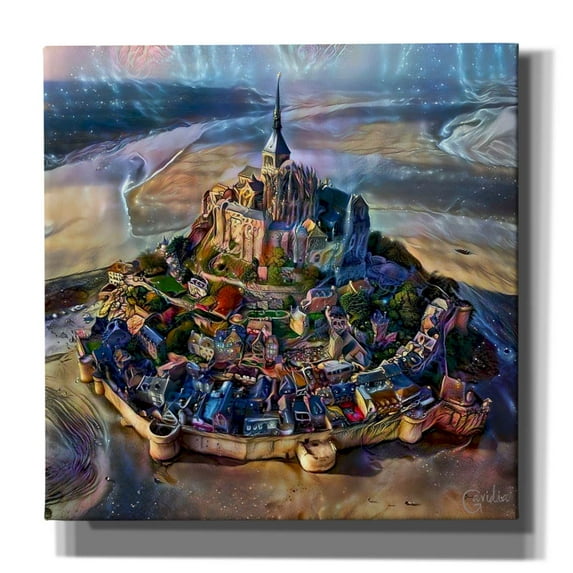 Epic Graffiti 'Normandy France Le Mont Saint Michel' by Pedro Gavidia, Canvas Wall Art, 12"x12"