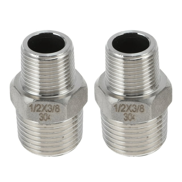 Conectores rectos reductores de nipple de acero inoxidable 304 Unique Bargains 1/2" x 3/8"BSPT 2 Pcs