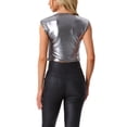 thumbnail image 3 of INSPIRAR CHIC Blusa Metálica Sin Mangas para Mujeres Top Brillante de Fiesta Club XS Negro Plateado, 3 of 6