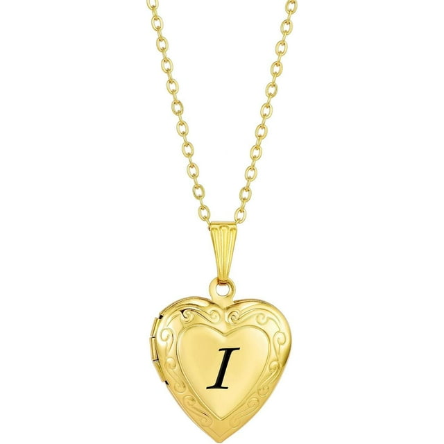 HSHDLDF Collier Médaillon Lettre Initiale A à Z en Or et Argent pour Femmes, Contient des Photos et des Images, Ouvrable, Pendentif Prénom en Forme de Cœur, Colliers en Acier Inoxydable Personnalisés pour Naissance