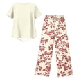 thumbnail image 6 of Women's Capri Sets 2 Piece Outfits Casual Wide Leg Crop Pants and Top Matching Set Summer Holidays Beach Clothes, 6 of 6