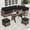 Natural Rattan with Black Cushion, variant on LOGYAT 6 Piece All Weather Outdoor Sectional Set, with 2 Sofas, 2 Ottomans with 1 Table, Patio Conversation Furniture for Deck, Garden, Gray Wicker and Gray Cushions