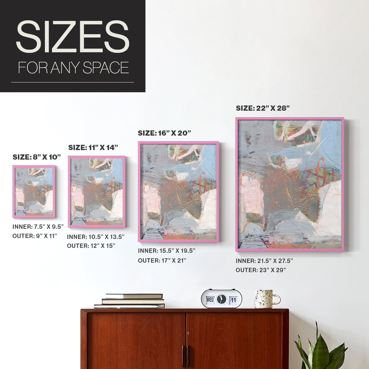 Minim II in Pink Solid Wood 8 x 10 Framed Print