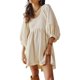 thumbnail image 1 of Vestido de manga Linterna Casual Una línea Mujer Color sólido Traje diario Kuymtek  Beige T S para Mujer, 1 of 6