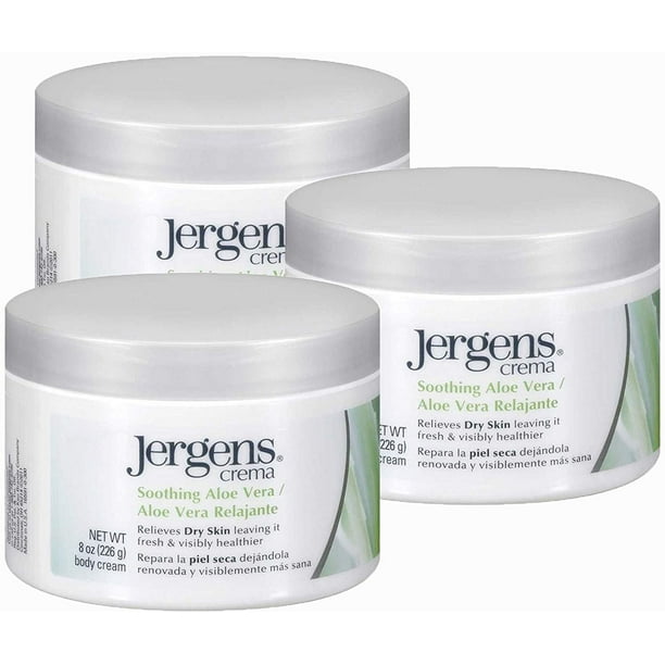 Jergens Crema Body Cream Soothing Aloe Vera, 8 Ounce, (Pack of 3