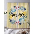 thumbnail image 4 of Starfish Shell Wreath Sheer Curtains 96 Inch Long 2 Panels, Summer Lemon Yellow Stripes Retro Light Filtering Rod Pocket Curtains, Sheer Voile Drapes for Living Room Bedroom, 52"x96", 4 of 8