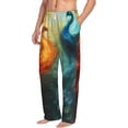 thumbnail image 6 of Salouo Red And Blue Fire Peacock Print Pajama Pants for Men, Lounge Pants Elastic Waistband Casual Men's sleepwear Loungewear Sleep Pajama Pant -Medium, 6 of 7