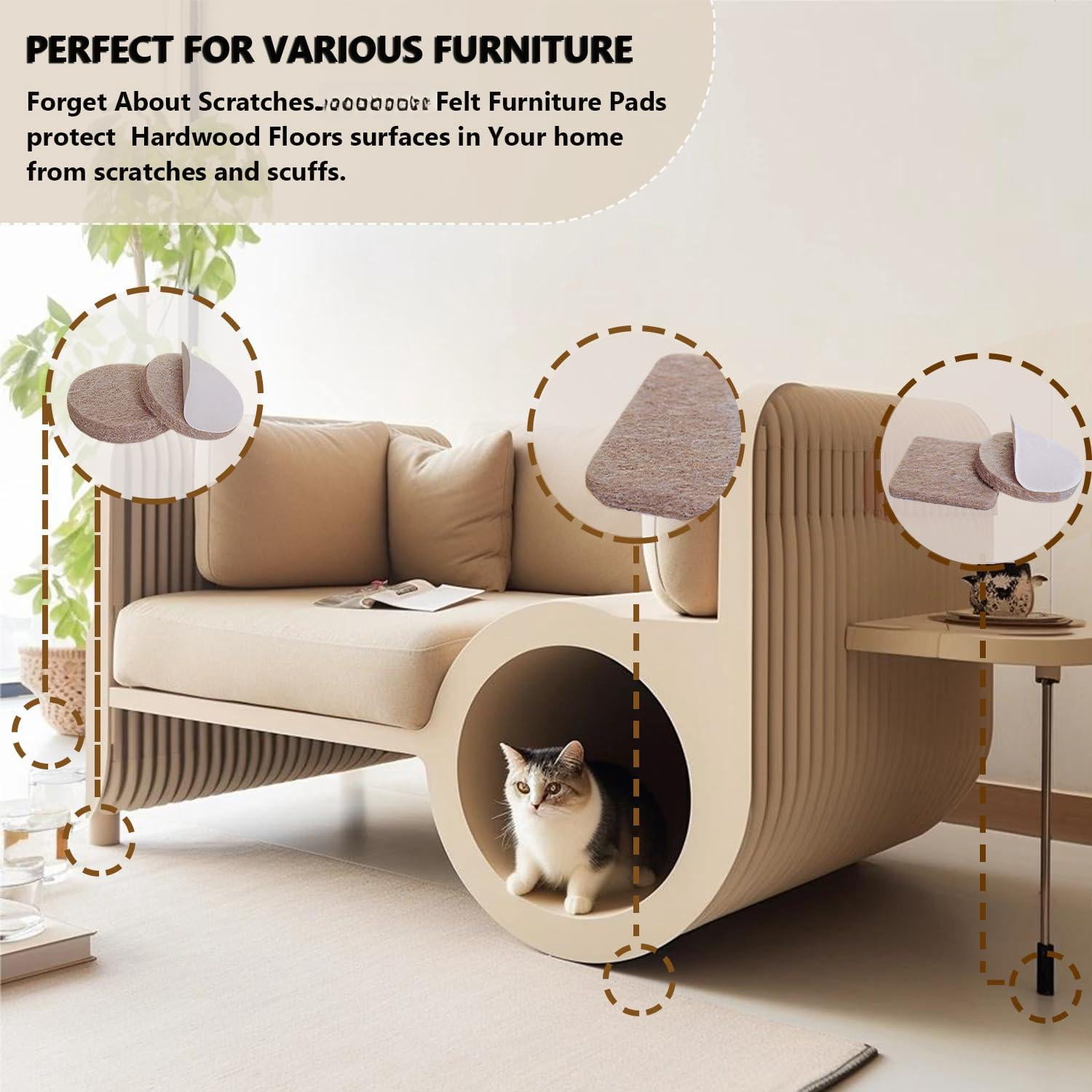 Felt Furniture Pads For Hardwood Floors -24 2.5" Chair  Floor Protectors Beige