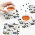 thumbnail image 7 of Honeii Tractor and Dumper Print Leather Coaster Set of 6, Ideal for Safeguarding Your Furniture from Drinks Spills and Effortless Cleanup,Square, 7 of 7