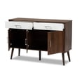 thumbnail image 2 of Leena Mid-Century Modern Two-Tone White and Walnut Brown Finished Wood 2-Drawer Sideboard Buffet, 2 of 5
