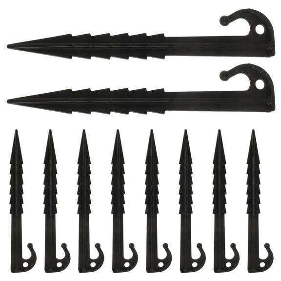 FUEENIRVA 10Pcs Serrated Plastic Tent Spikes for Outdoor Camping and Hiking 5.7X1.1X0.6in