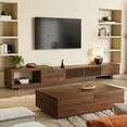 thumbnail image 3 of gaoyangjiaju Modern Walnut TV Console for 75+ Inch Screen – Extendable Wood Media Unit (78"-103") with Grille Doors and Drawers, Great for Living Rooms & Bedrooms, 3 of 8