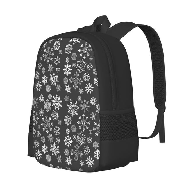 Balery simple white Snowflake Mochila para hombre y mujer - Tela Oxford 600D resistente - Gran capacidad, resistente al agua, ideal para la escuela, viajes y senderismo