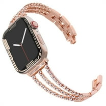 Dwitch Compatible with Apple Watch Band 42mm 44mm 45mm 49mm Women Girls, Slim Dressy Glitter Bling Diamonds Jewelry Metal Bracelet for iWatch Ultra 2/1 Series 9 8 7 SE 6 5 4 3 2 1,Rosegold