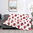 thumbnail image 2 of Yiaed Hand Drawn Strawberry Print Blanket Throw Blanket Soft Cozy Flannel Blanket for Home Bed Sofa Couch Chair-60"x50", 2 of 6