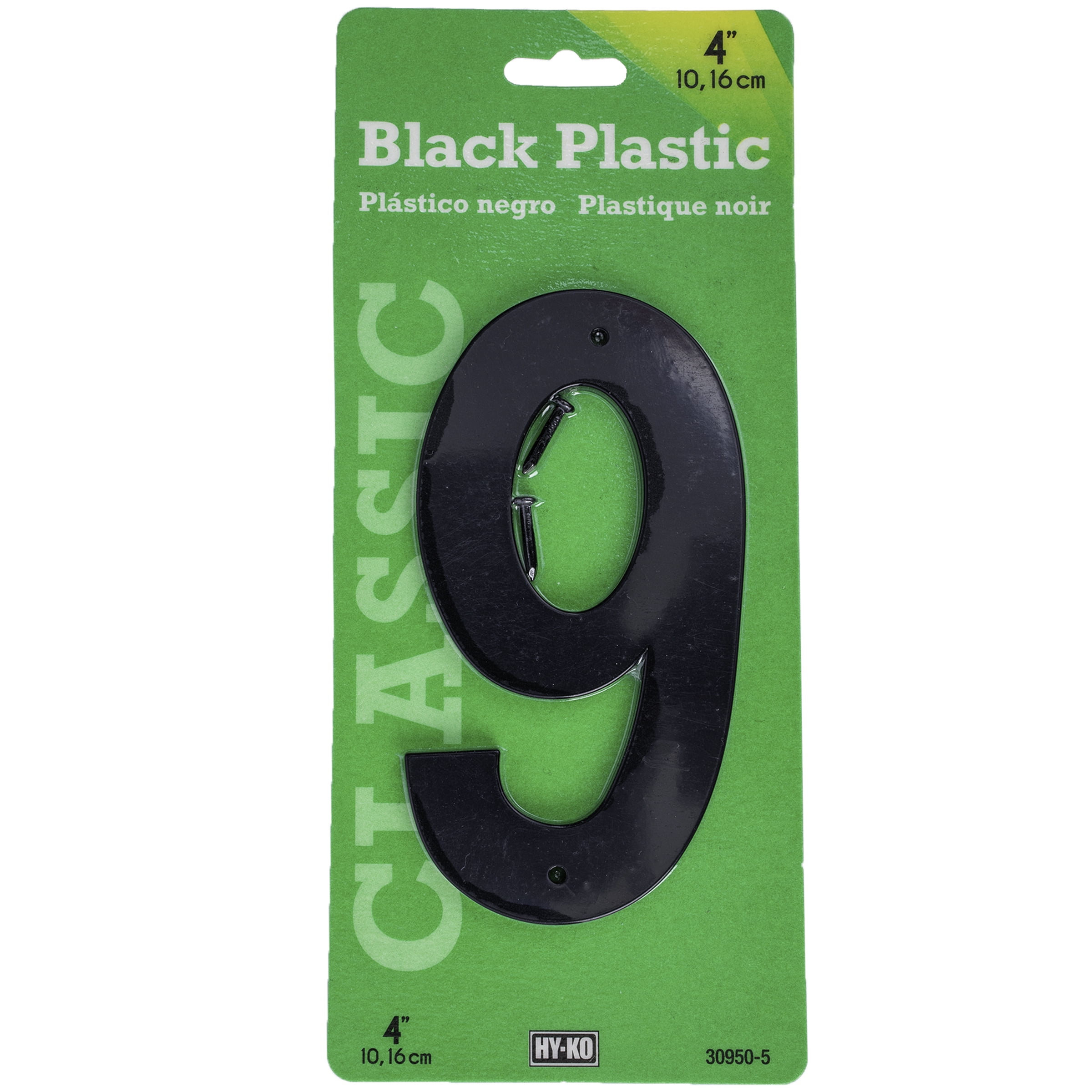 HY-KO 4" BLACK PLASTIC MODERN NUMBER 9