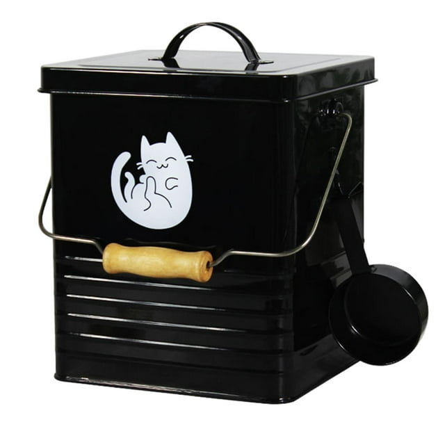 Storage Bucket Kitchen Durable Iron Sealing 8L Food Storage Bucket for Dry Food Cereal Rice Flour , Black