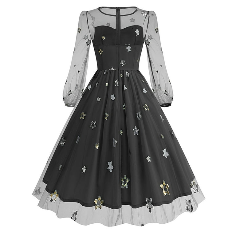 1950s dresses long sleeve Amazon.com: 50s Style Dresses for Women Vintage 3/4 Sleeve Tie Neck Swing Dress Women's 1950s Retro Dress Midi Prom Dress for Cocktail Tea Party Evening Dress Audrey Hepburn Dress Haze Blue 2XL :
