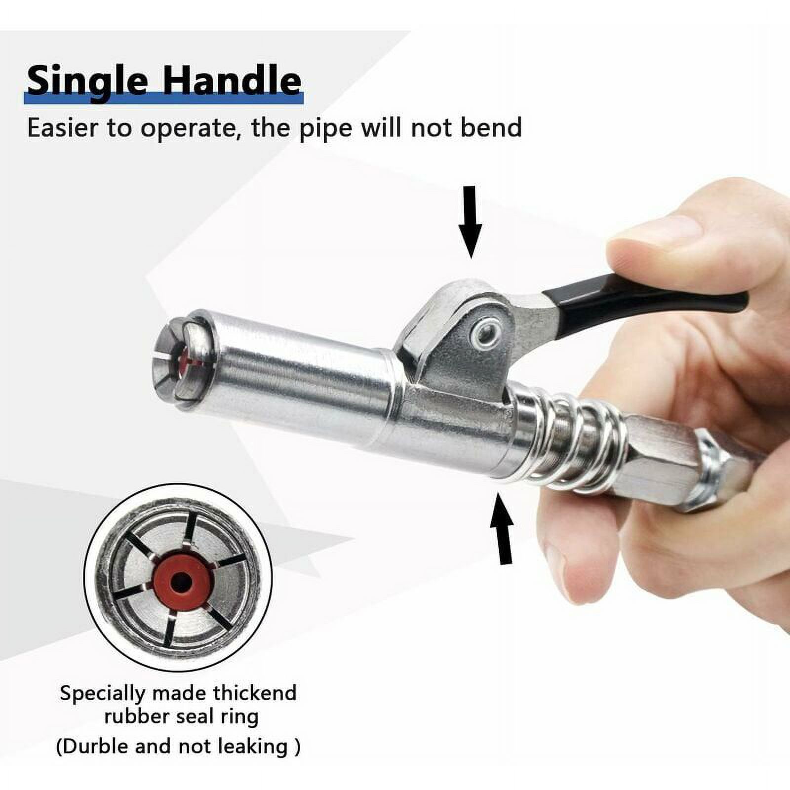 Raccord G Pour Pistolet à Graisse - Embout Double Poignée, Tuyau 30cm, Connexion étanche Pour Pompes Manuelles/pneumatiques - 5
