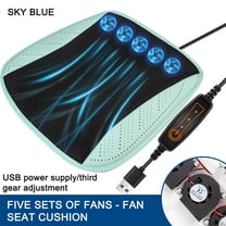 USB Car Fan Cushion, Breathable Ice Silk Seat Pad with Adjustable Cooling, 5 Built-In Fans for Quick Cooling, Anti-Skid Design for Car and Office Use, USB Powered