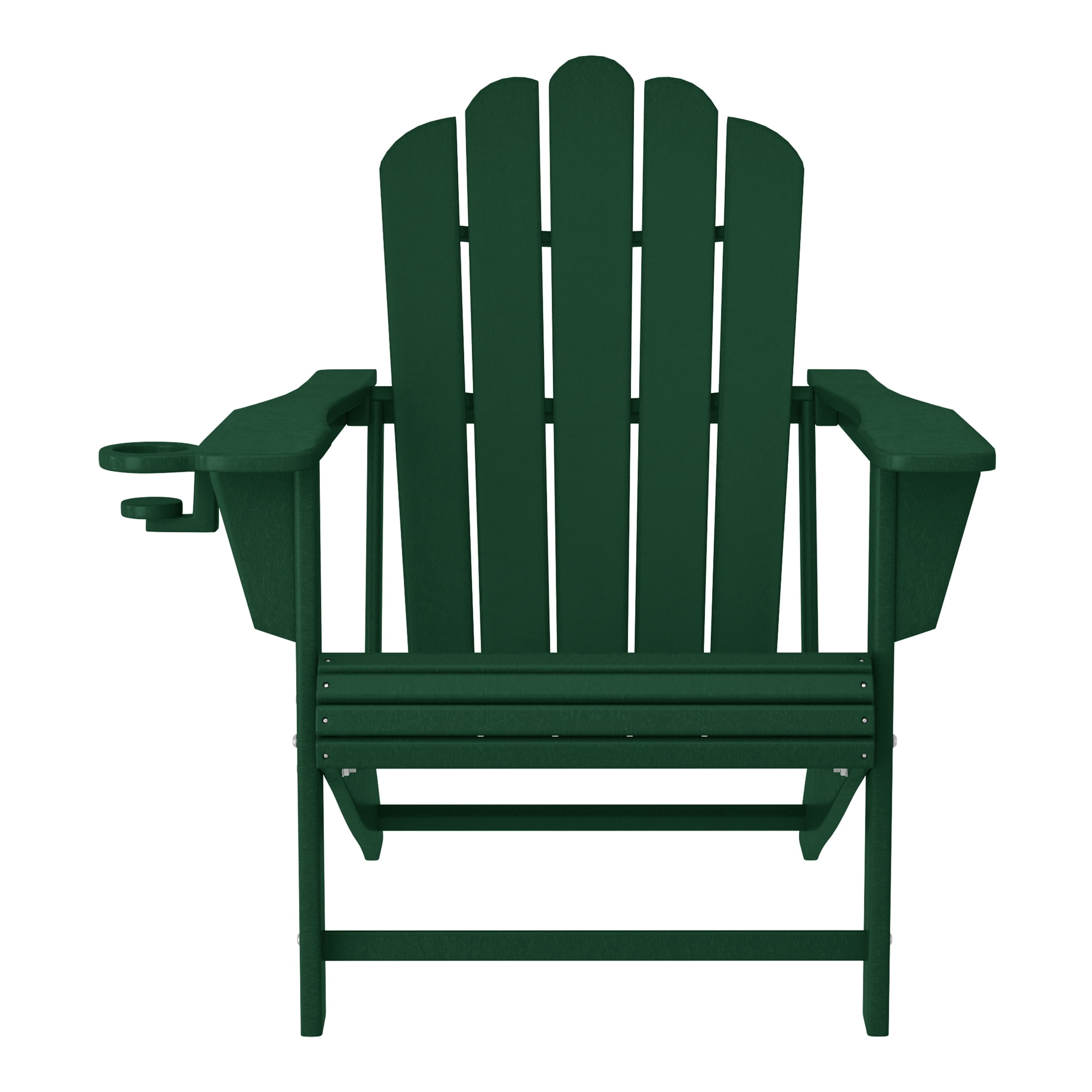 WestinTrends Highland Outdoor Patio HDPE Adirondack Chairs With Cup Holders (Set of 4), Dark Green