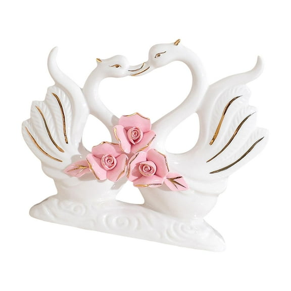 2Pcs White Swan Figurines, Modern Swan Statue Sculpture Ornament Table Centerpiece for Bookshelf Living Room Decoration Wedding Gift Style A