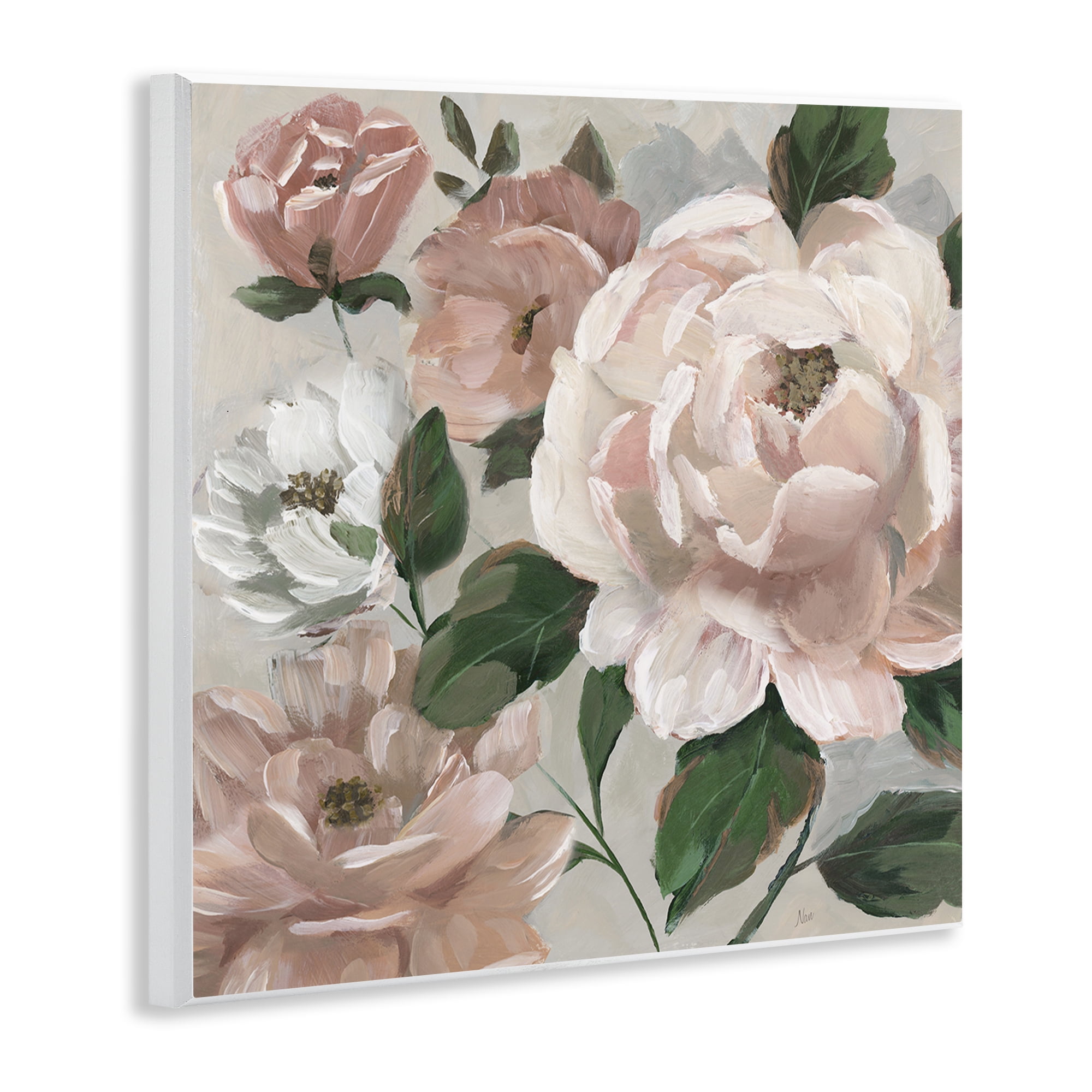 Stupell Industries Delicate Blush Peonies with Leaves Wall Plaque Art, design by Nan