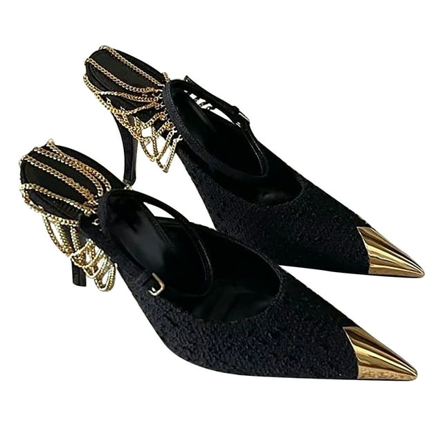 2PCS Punta puntiaguda Tacón alto Caucho PU Moda Transpirable Tobillo Correa Tacones para Mujer