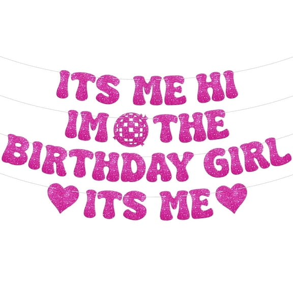 KatchOn, Its Me Hi Im The Birthday Girl Its Me Banner Set - Pink, 10 Feet | Girls Birthday Banner for Girl Music Birthday Decorations | Hi Its Me Im The Birthday Girl Banner for Girl Birthday Party