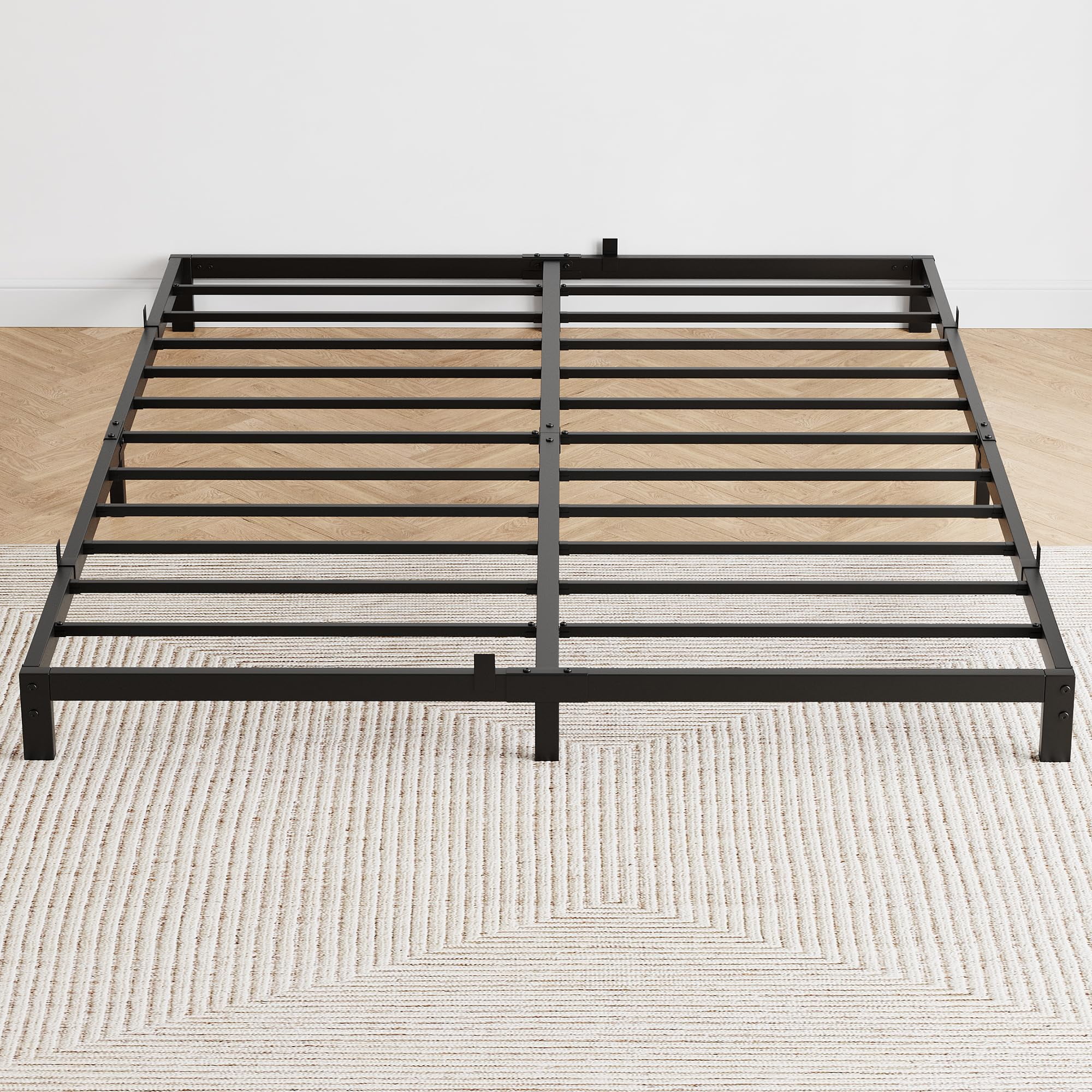 TROPOW Queen Bed Frame,Low Profile Quenn Bed Frame, 6 Inch Heavy Duty Metal Quenn Size Platform Bed Frame with Steel Slat Support, No Box Spring Needed, Easy Assembly, Black