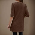 thumbnail image 6 of jtjvou Long Ribbed T-Shirt for Women Loose Crew Neck Tunic Tops Casual Short Sleeve Tee Shirts Blouse with Pockets Brown XL, 6 of 7