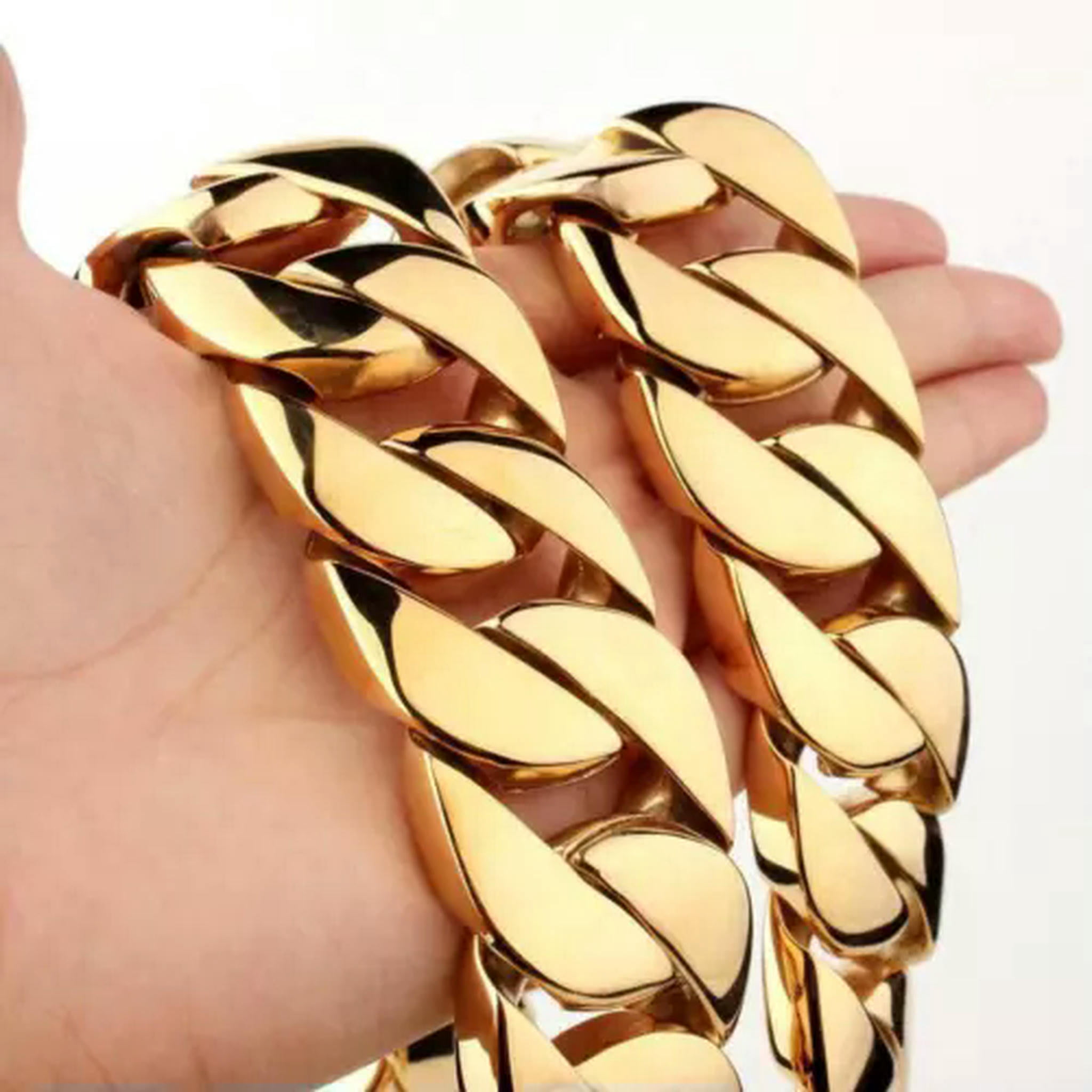 Heavy Big 24mm/32mm Silver Color/Gold Plated Cuban Link Chain Necklace Jewelry