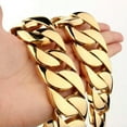 thumbnail image 4 of Heavy Big 24mm/32mm Silver Color/Gold Plated Cuban Link Chain Necklace Jewelry, 4 of 7