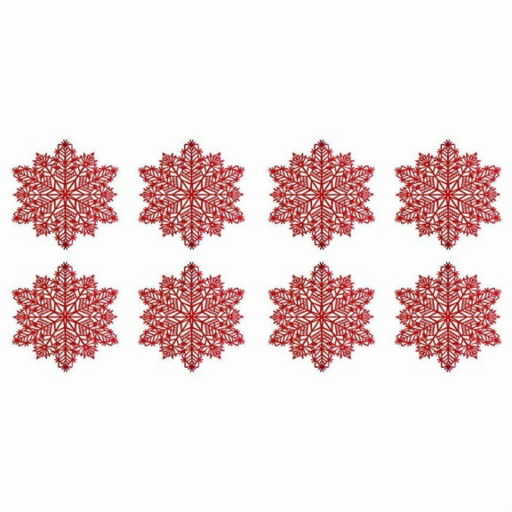 8X Snowflake Placemats Decorations Red Snowflake Tablemats Kitchen Table Mats for Christmas Holiday Wedding Decorative A