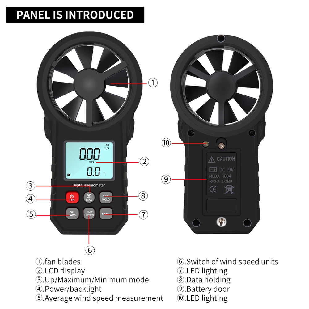 KKmoon Anemometer,Weather Data Outdoors CFM Meter Wind Handheld Portable Wind Meter CFM Meter Wind LCD Weather Meter Wind LCD Speed LCD CFM Portable Anemometer LCD CFM Wind Wind Meter Wind Meter de