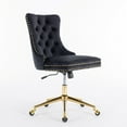thumbnail image 6 of Modern Accent Chair, SYNGAR Velvet Velvet Vanity Chair, Swivel Office Chair with Height Adjustable, Button-tufted Upholstered Task Chair with Ergonomic Backrest, for Home, Office, Study, Black, D5802, 6 of 10