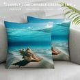thumbnail image 3 of Orinice Linen Throw Pillow Cover Beautifull Sea Shell at The Bottom of Sand Reflections Home Decor Pillowcase  Cushion Cover for Sofa Couch Bed and Car White, 3 of 5