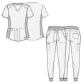 thumbnail image 3 of Med Couture NEW TOUCH Women's V-Neck Shirttail Scrub Top & Jogger Yoga Scrub Pant Set [XS - 3XL], 3 of 4