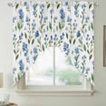 thumbnail image 2 of Blue Flowers Swag Curtains for Kitchen/Bedroom/Living Room, Spring Floral Farmhouse Leaves Rustic Scalloped Curtains 63 Inch Long, Rod Pocket Window Swag Topper Curtains Valances 2 Panels Set 36"x63", 2 of 8