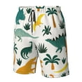 thumbnail image 5 of Kll Dinosaurs And Tropical Leaves Men'S Casual Summer Beach Shorts Hawaiian Shorts With Pockets-Small, 5 of 9
