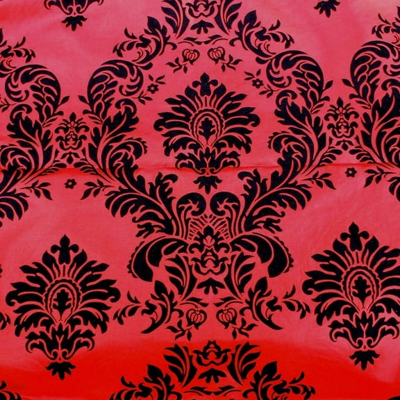 15 Yards Red and Black Flocking Damask Taffeta Velvet Fabric 58" Flocked Decor"