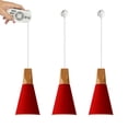 thumbnail image 1 of FSLiving Remote Control Pendant Light 3 Lights H-Type Track Pendant Lamps Scandinavian Style Pendant Lights for Kitchen Hanging Lamp Modern Wood and Aluminium Light Customizable - Red, 1 of 7