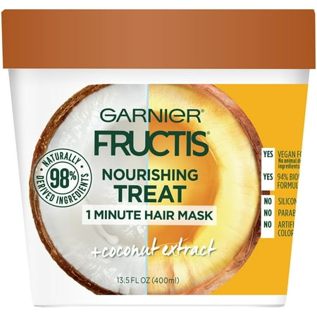 Garnier Fructis Nourishing Treat 1 Minute Hair Mask with Coconut Extract, 13.5