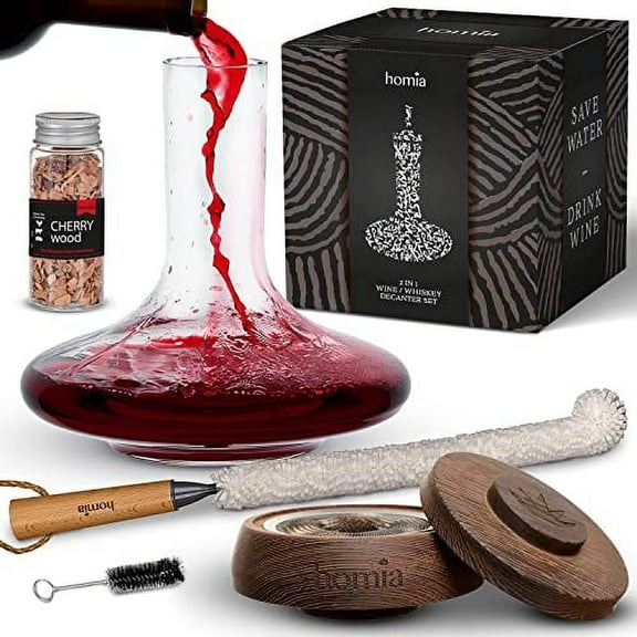 Decanter Set Whisky and Wine Wooden Smoker 60 fl oz Glass Decanter Gift for Men