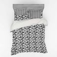 thumbnail image 2 of Retro Duvet Cover Set, Bold Pattern with Thick Brushstrokes and Thin Stripes Monochrome, Bedding Set with Shams and Fitted Sheet, 3 Sizes, by Ambesonne, 2 of 3